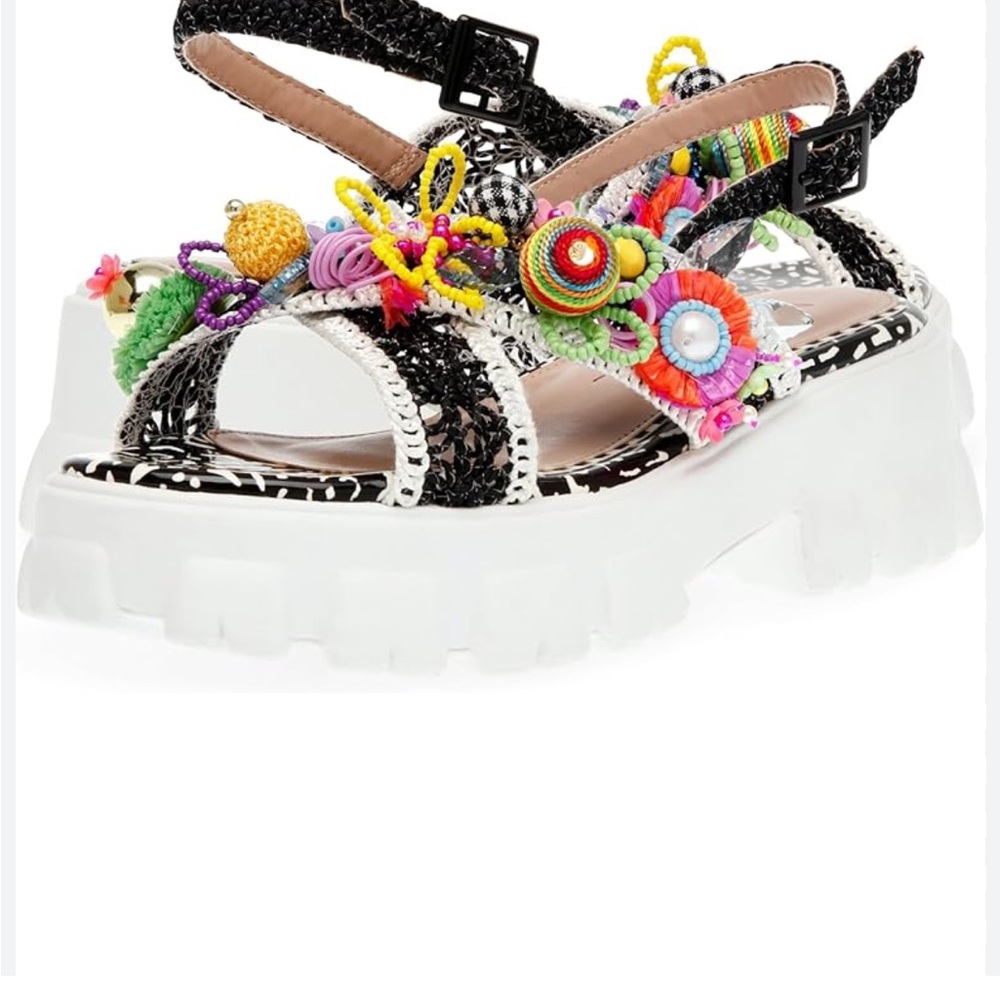 Betsey Johnson Black and White Chunky Platform Sandals - Picture 3 of 6